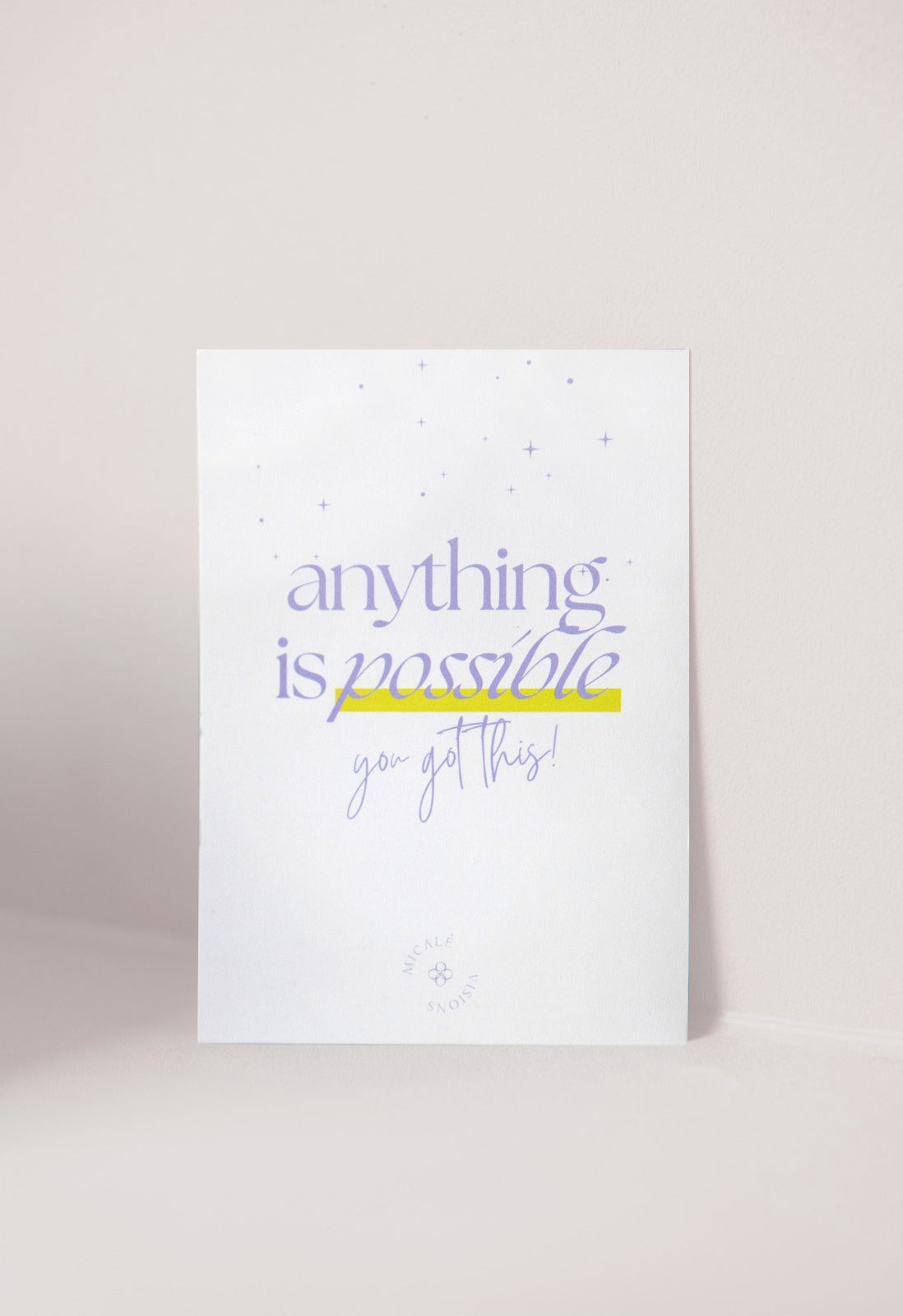 "Anything is possible" Achtsame Postkarte